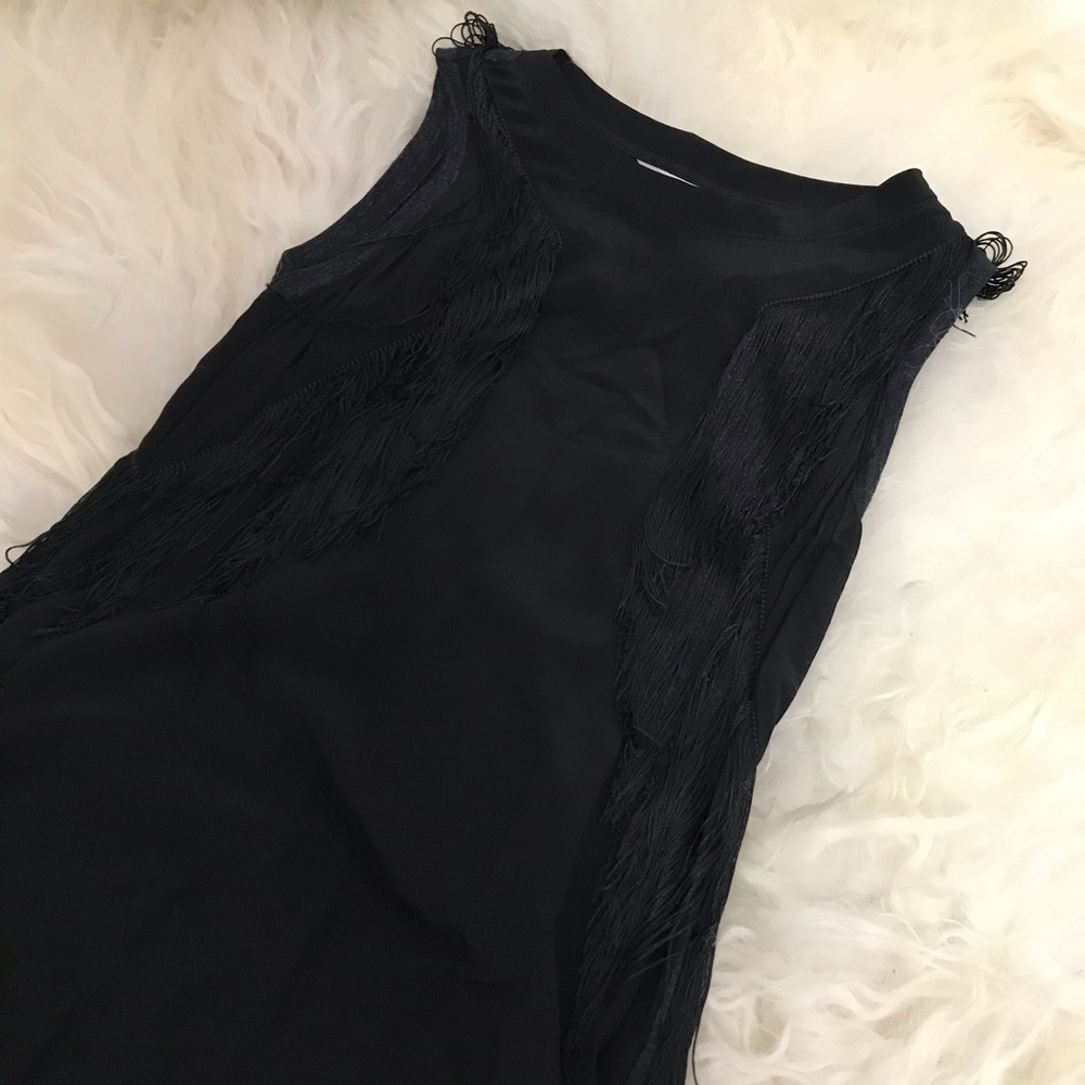 REBECCA TAYLOR Fringe-Accented Silk Dress - Picture 2 of 7